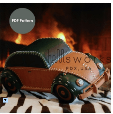 Выкройка кожаная игрушка автомобиль классический Volkswagen Beetle (Фольксваген Жук)